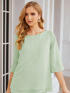 Baoleely Élégante robe mère de la mariée 2 pièces, grande taille, pantalon, volants, couches argentées, peignoir 28064