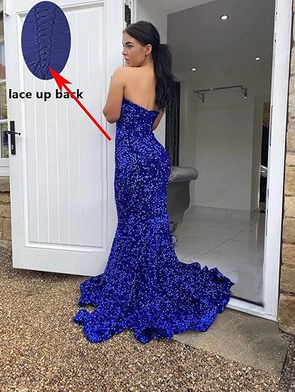 Robe de bal sirène sexy à paillettes, longue robe de soirée vert foncé pour femme, Y4329