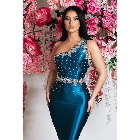 Elegant & Luxurious Trumpet/Mermaid Rhinestone One Shoudler Evening Party Prom Dress
