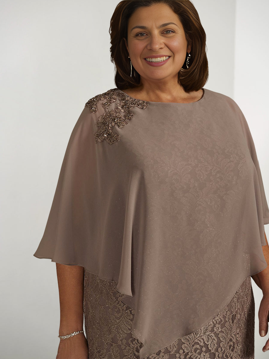 Robes de mariée de style princesse/ligne A pour la mère de la mariée, avec appliques et châles 