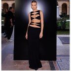 Robe bandage chic deux pièces ajourée pour tapis rouge