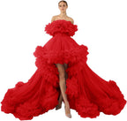 Bata de tul con volantes para sesión de fotos de maternidad, bata de maternidad transparente con hombros descubiertos, vestido para baby shower, vestido de graduación. 