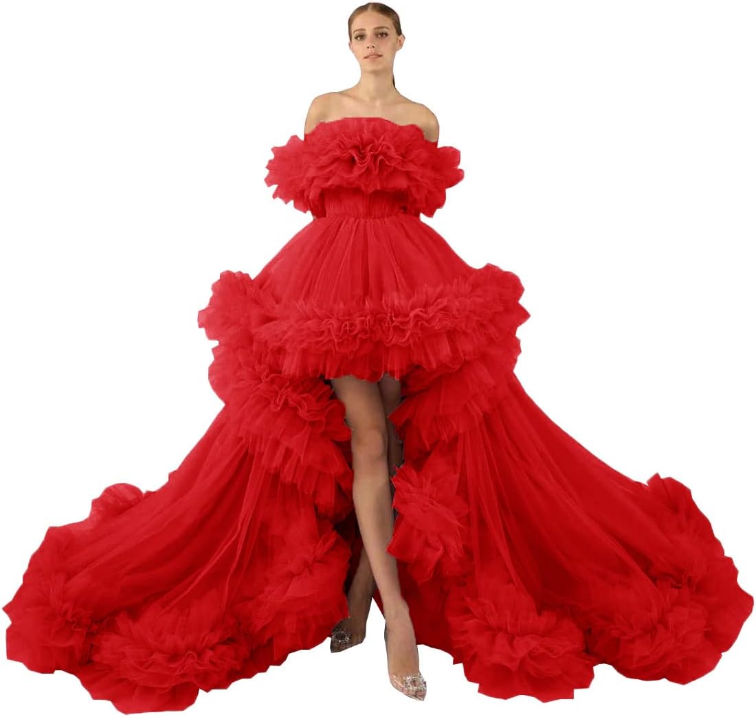 Bata de tul con volantes para sesión de fotos de maternidad, bata de maternidad transparente con hombros descubiertos, vestido para baby shower, vestido de graduación. 