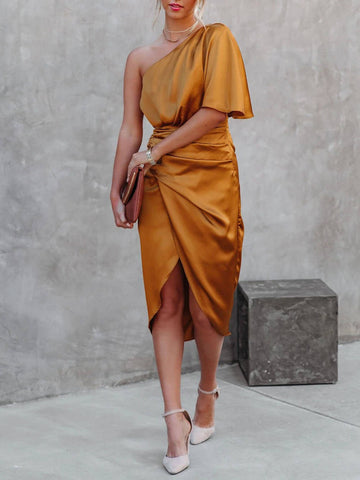 Robe de soirée asymétrique à une seule manche 