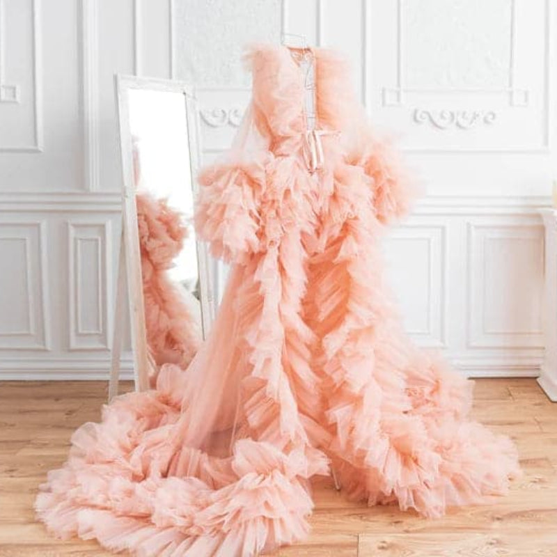 6108#Vestido de maternidad con volantes Batas para sesión de fotos de maternidad