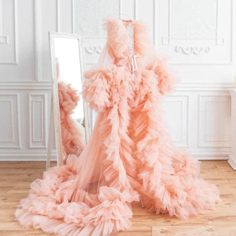 6108#Vestido de maternidad con volantes Batas para sesión de fotos de maternidad