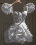 Glitter Sparkle White Homecoming Dress Retro White 22nd Birthday Outfit Dress Y4081