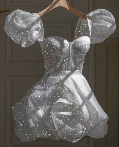 Robe de bal blanche à paillettes, style rétro, pour un 22e anniversaire (Y4081)