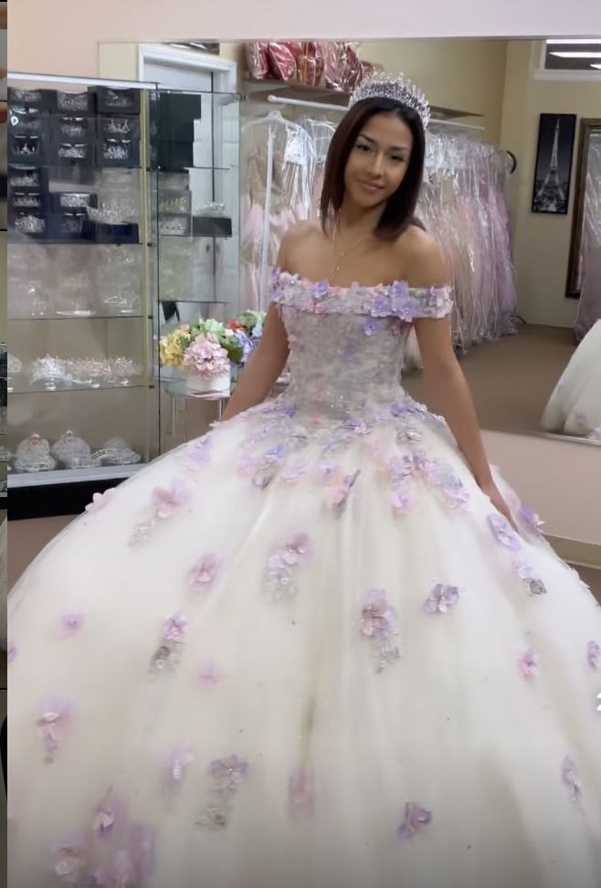 Impresionante vestido de quinceañera con apliques florales y hombros descubiertos, vestido de baile, vestido de 16 años Y4513