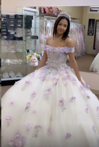 Impresionante vestido de quinceañera con apliques florales y hombros descubiertos, vestido de baile, vestido de 16 años Y4513