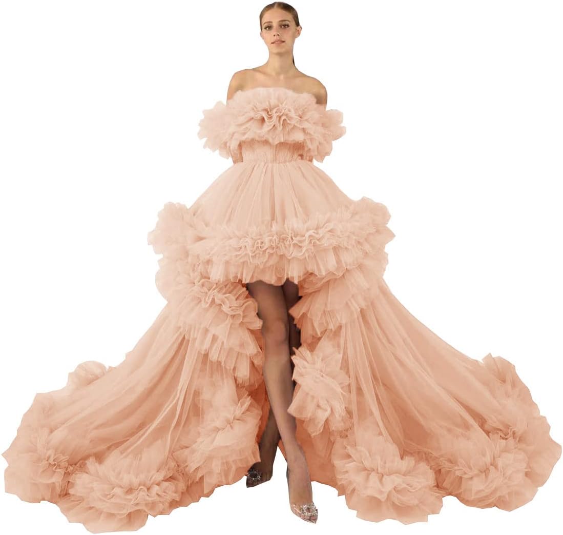 Bata de tul con volantes para sesión de fotos de maternidad, bata de maternidad transparente con hombros descubiertos, vestido para baby shower, vestido de graduación. 