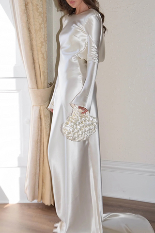 Vestidos de noche sexys sin espalda con cuello redondo para baile de graduación 