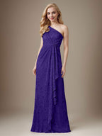 Vestido Ruby Sheath de malla metálica con un solo hombro para la madre de la novia