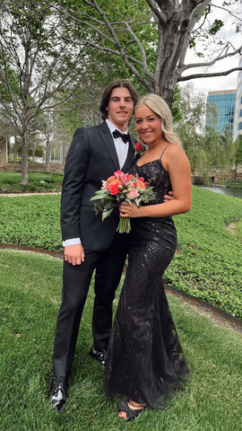 Robe de bal longue fourreau/colonne noire élégante, robe de soirée en tulle noir Y2571