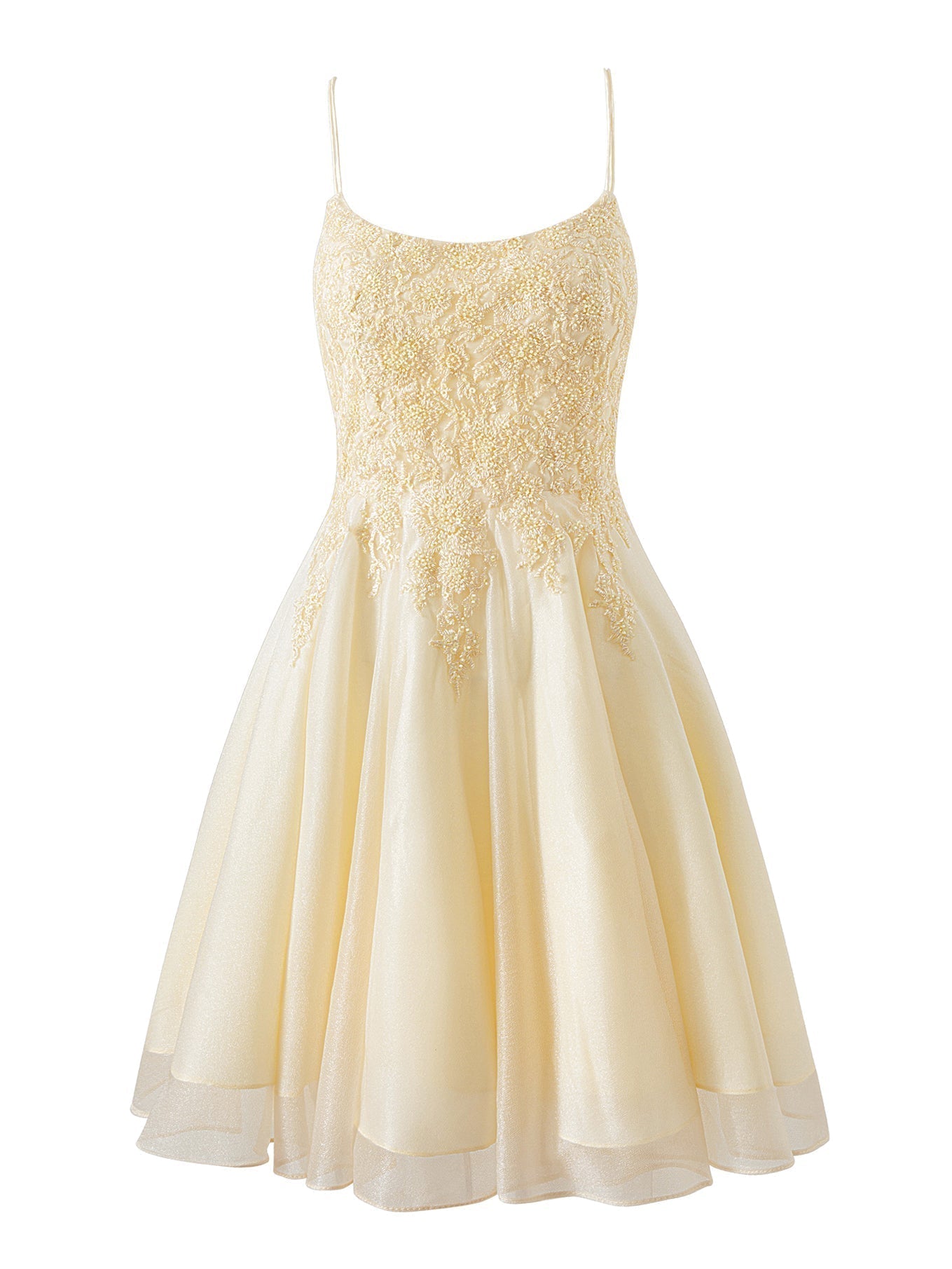 Vestido corto de gasa corte A para baile de bienvenida