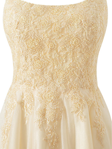 Vestido corto de gasa corte A para baile de bienvenida