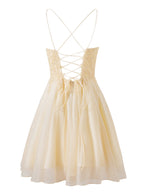 Vestido corto de gasa corte A para baile de bienvenida