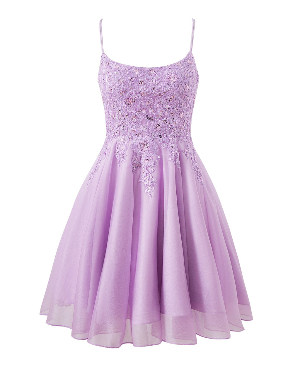Vestido corto de gasa corte A para baile de bienvenida