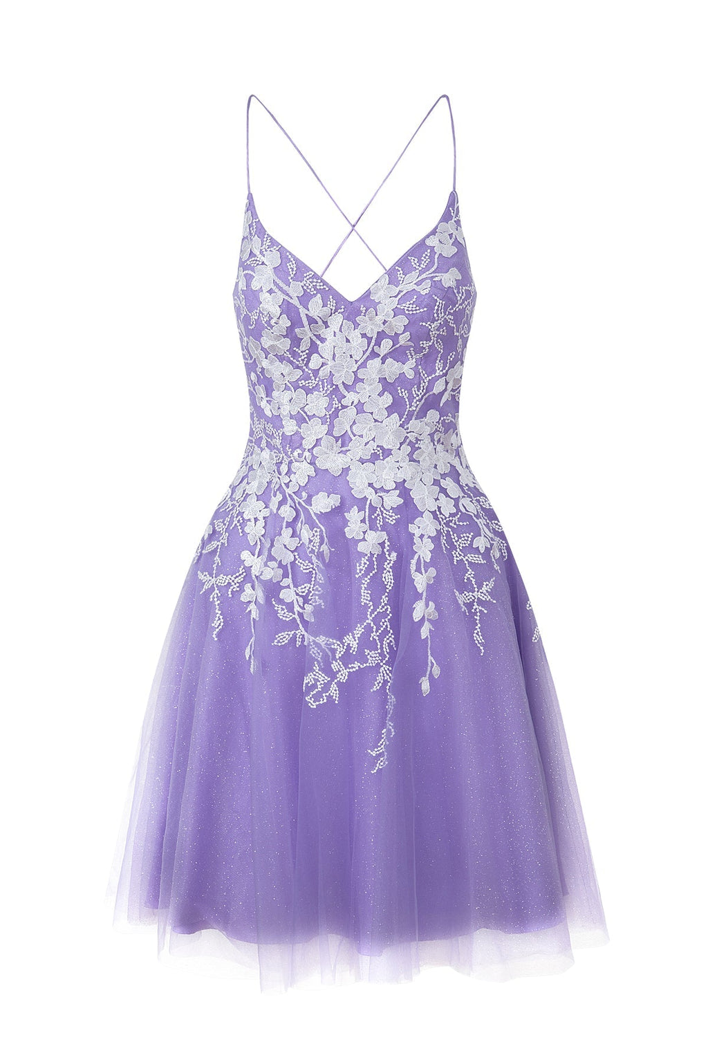 Vestido corto de fiesta de bienvenida de tul brillante con apliques, estilo línea A