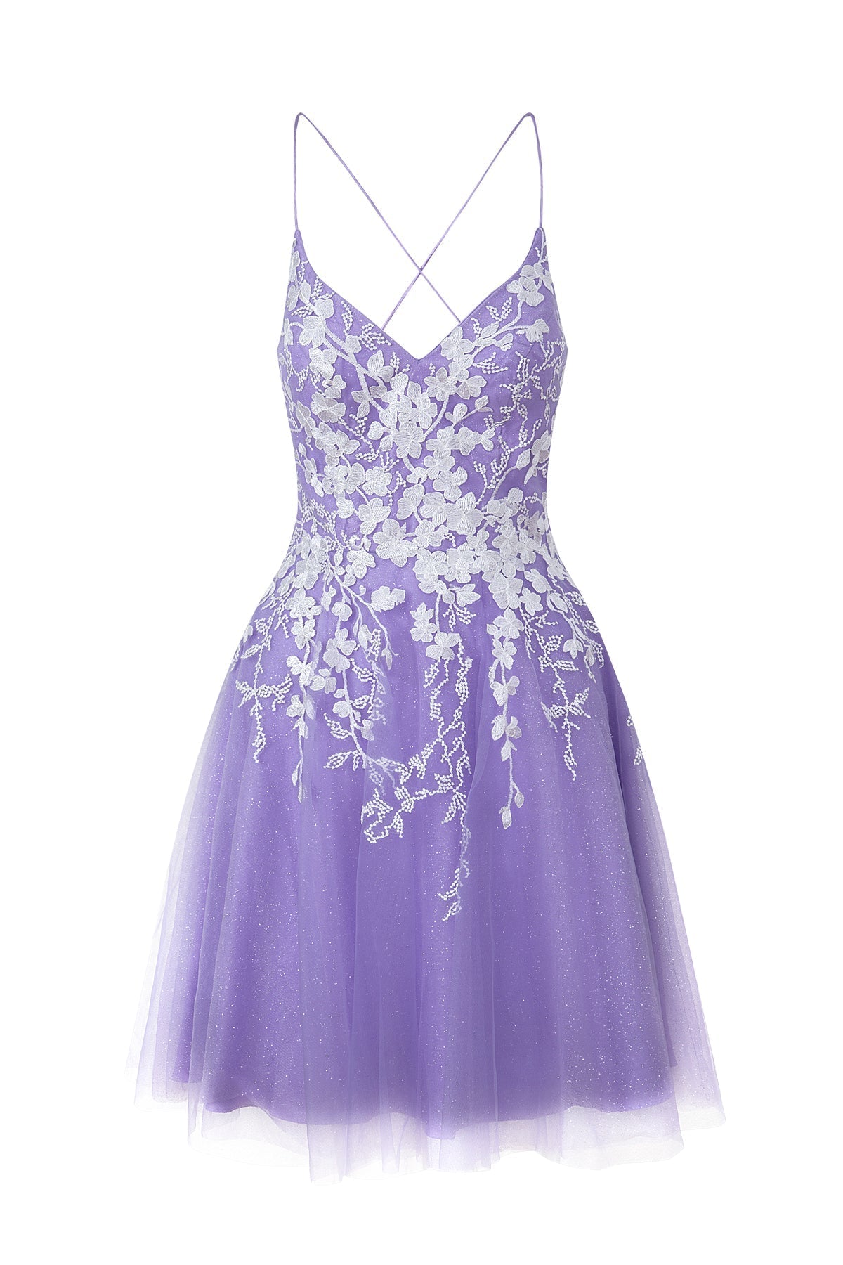 Vestido corto de fiesta de bienvenida de tul brillante con apliques, estilo línea A