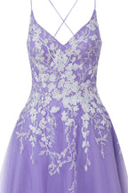 Vestido corto de fiesta de bienvenida de tul brillante con apliques, estilo línea A