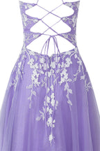 Vestido corto de fiesta de bienvenida de tul brillante con apliques, estilo línea A