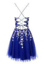 Vestido corto de fiesta de bienvenida de tul brillante con apliques, estilo línea A