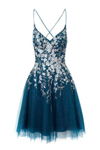 Vestido corto de fiesta de bienvenida de tul brillante con apliques, estilo línea A