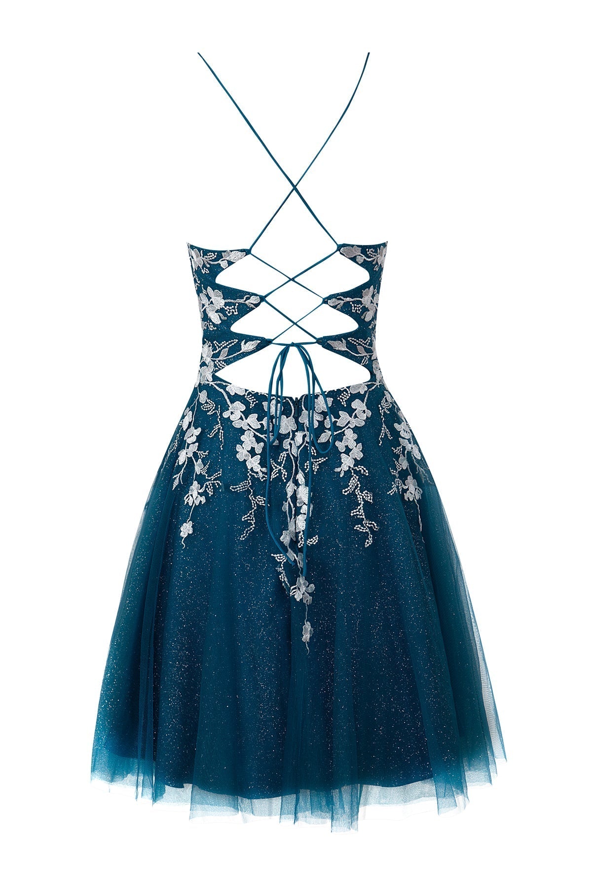 Vestido corto de fiesta de bienvenida de tul brillante con apliques, estilo línea A