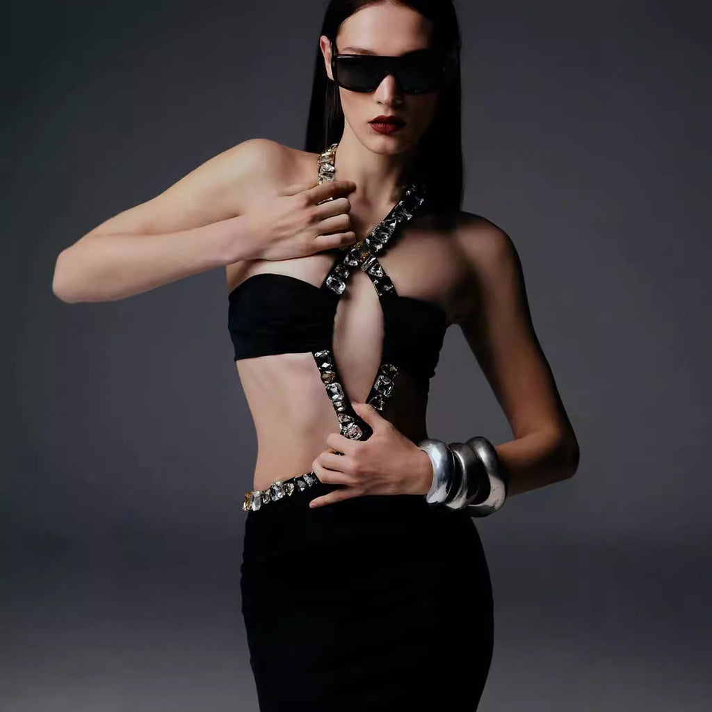 Vintage Gothic Strapless Bodycon Beaded Prom Dress