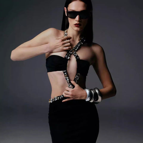 Vestido de fiesta vintage gótico sin tirantes ajustado con cuentas