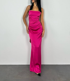 Robe de bal longue fourreau rose fuchsia sexy dos nu Y7894