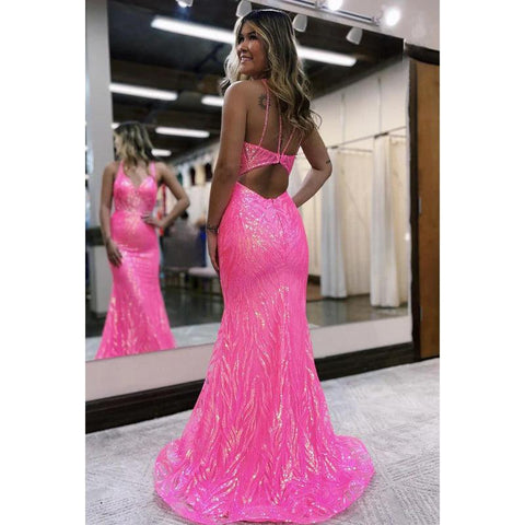 Trumpet/Mermaid Couture & Ornate Straps V-neck Sequins Evening Party Prom Dress