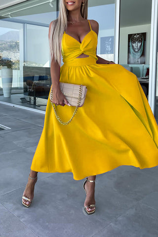 Robe de soirée sexy de célébrités, unie, ajourée, poche, fente en V 