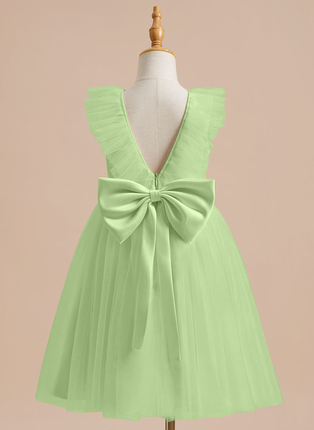 Vestido de niña de las flores de corte A, de satén y tul, hasta la rodilla 