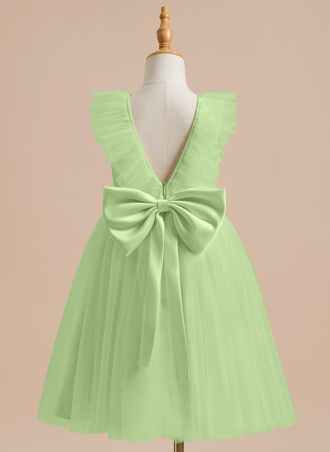 Vestido de niña de las flores de corte A, de satén y tul, hasta la rodilla 