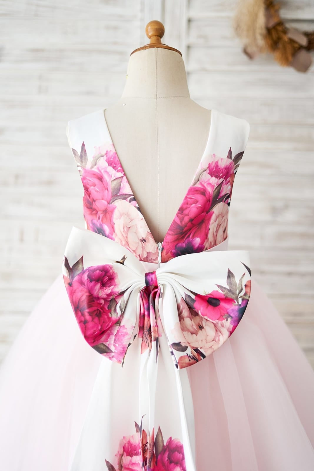 Vestido de niña de las flores de corte A, de satén y tul, hasta la rodilla 
