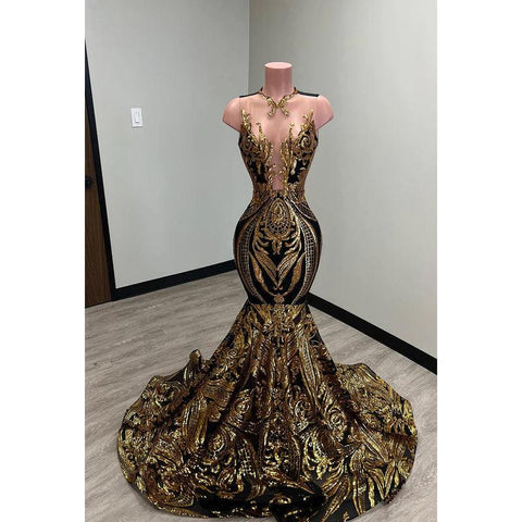 Trumpet/Mermaid V-Neck Lace Sequins Appliques Prom Evening Formal Dress