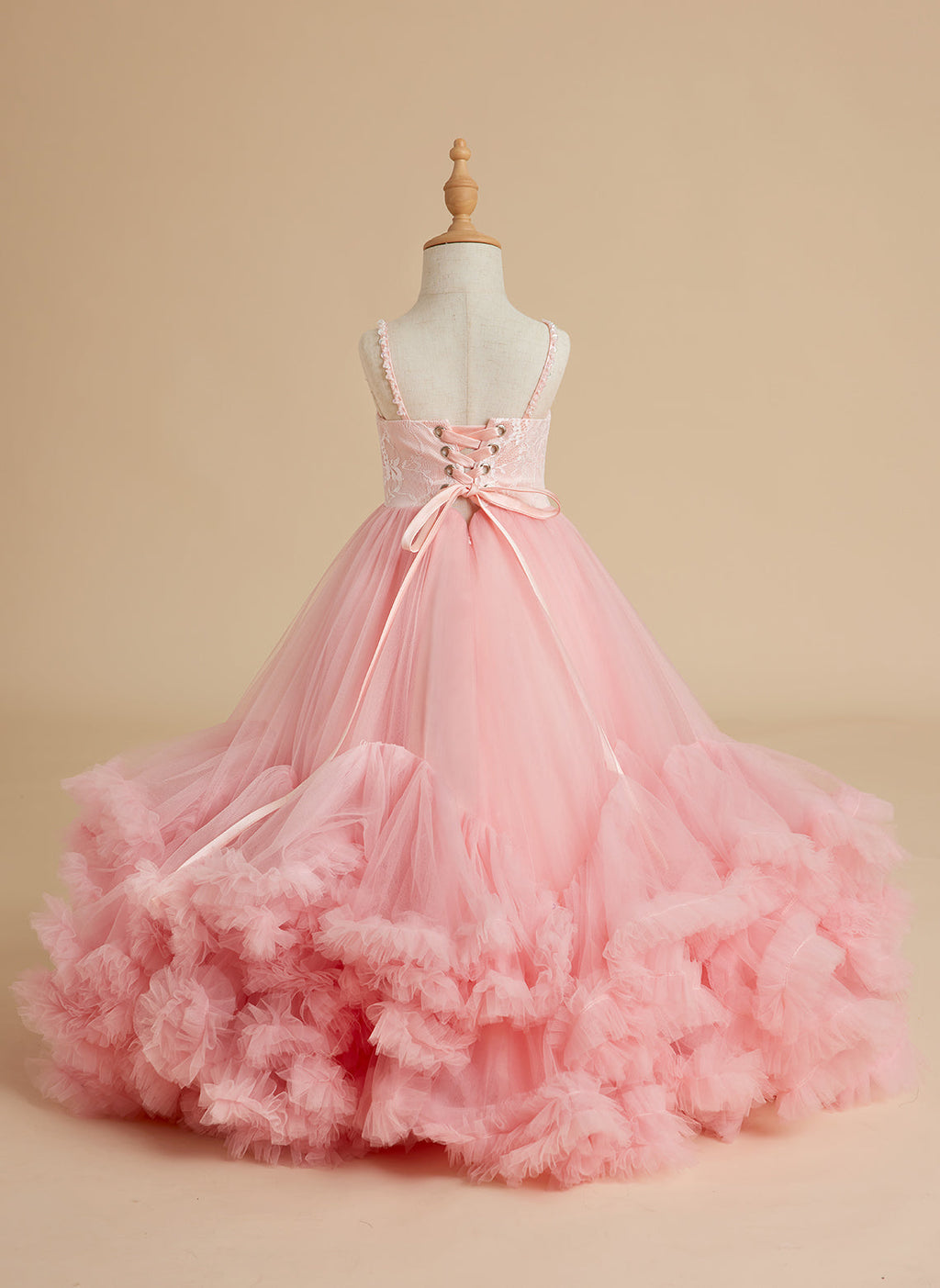 Vestido rosa de tul hasta el suelo para niña de las flores 