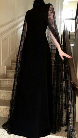 Classy Black Sheath Long Evening Dress Black Evening Gown Y7144