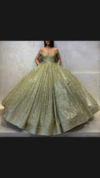 Robe de bal à paillettes épaules dénudées pour Sweet 16 Y54