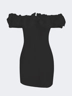 Robe mini bustier en satin à volants 