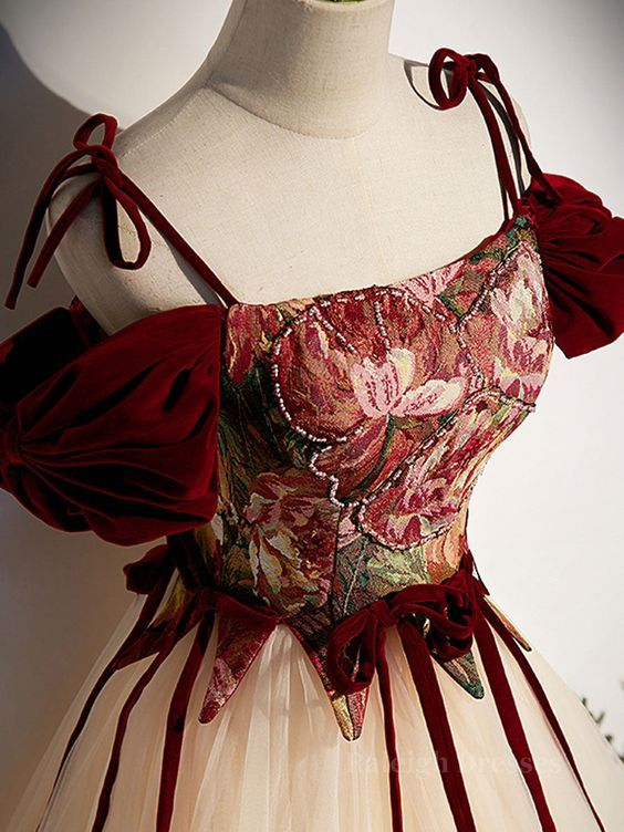 Vestido de fiesta largo vintage de tul corte A con tirantes finos, estilo gala, modelo Y7662
