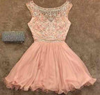 Vestidos de fiesta de gasa corte A con volantes y cuentas de noisette 