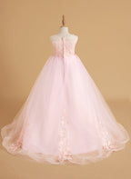 Vestido de baile de princesa Serenity con apliques de encaje y adornos de mariposas 