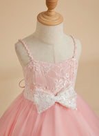 Vestido rosa de tul hasta el suelo para niña de las flores 