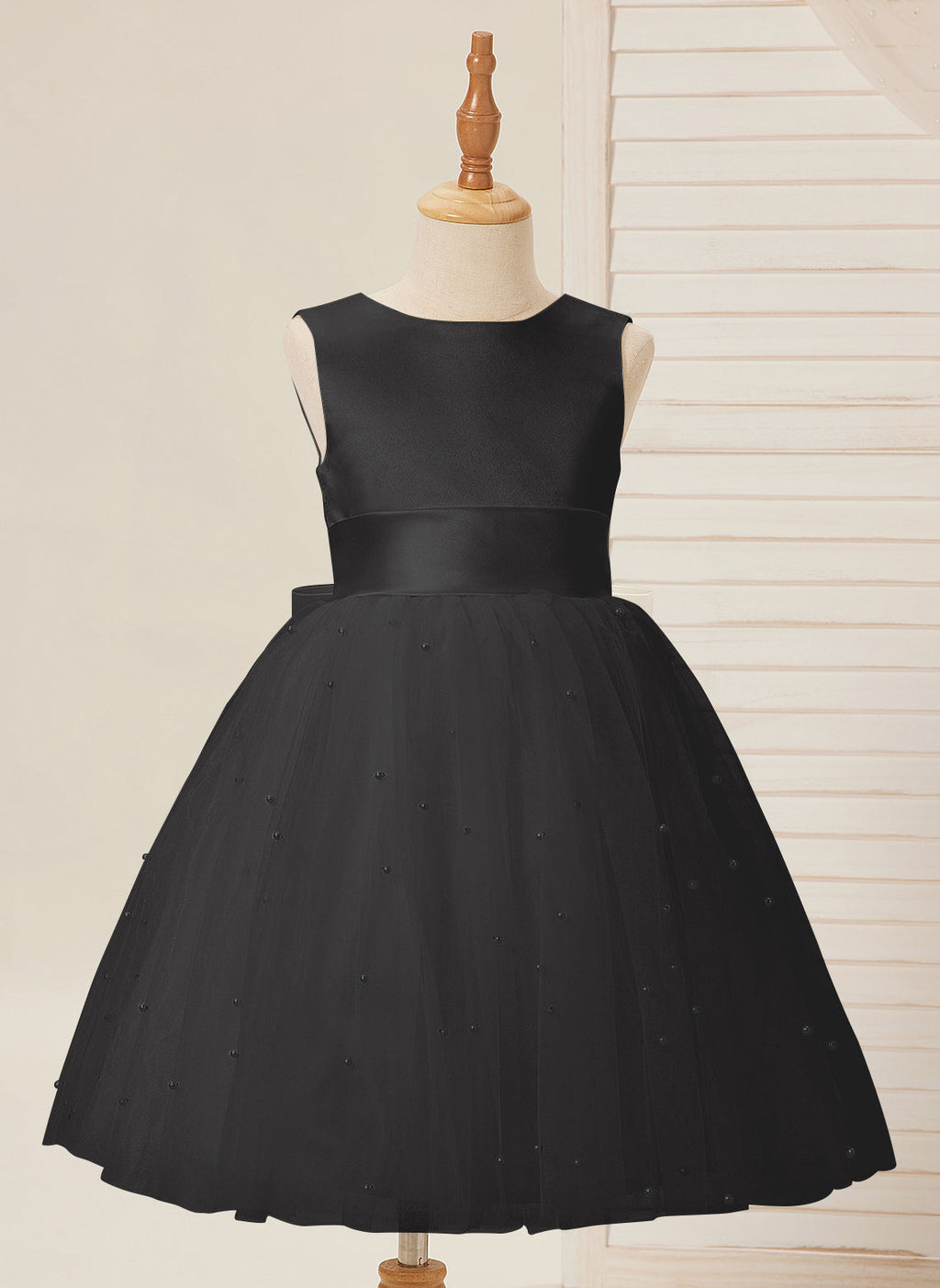 Vestido de princesa/vestido de princesa de satén y tul hasta la rodilla para niña de las flores 