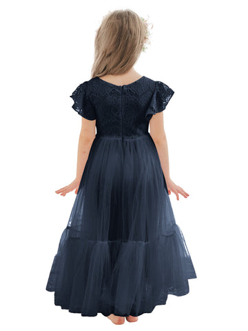 Vestido blanco de tul y encaje hasta el tobillo (2003227579) 