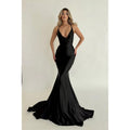 Robe de soirée longue bleue à bretelles sirène/trompette, sexy et tendance 
