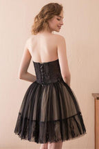 Vestido de fiesta de tul sin tirantes de corte A